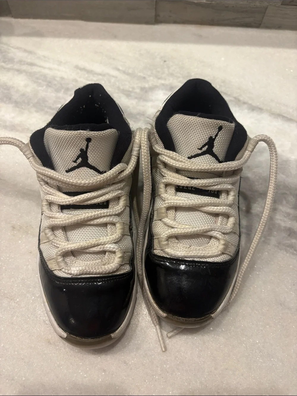 Jordan Kids Black and White Low-Top Retro Sneakers